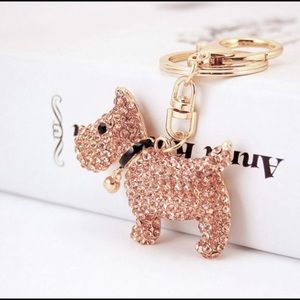 Westie Keychain Charm- Champagne Sparkly